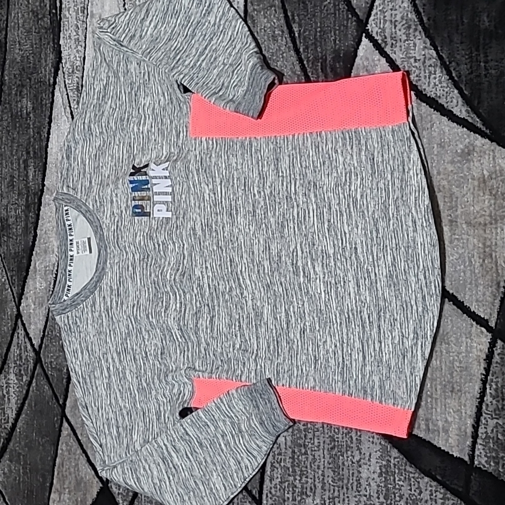 VS PINK 2015 Campus Shine Logo Mesh Crew Sweatshirt PRICE FIRM
